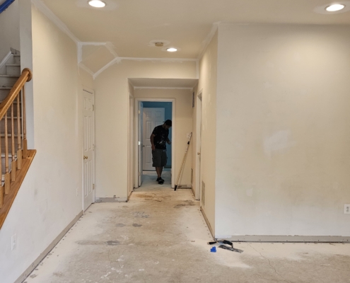 Hallway renovation in progress